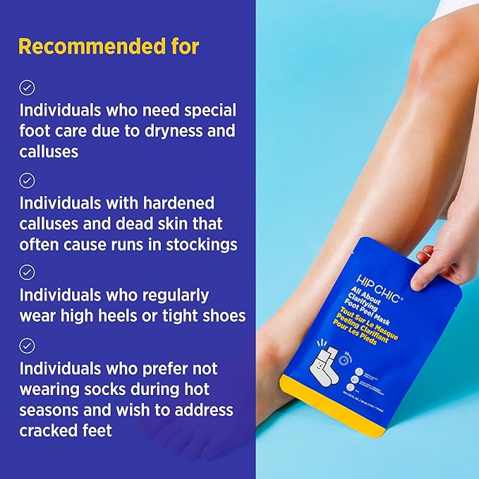 Clarifying Foot Peel Mask, Moisturizing, for Cracked Heels & Excessive Dead Skin, AHA, Soft Smooth Touch Feet, One Size for Men & Women, Self Home Care, 12 Packs