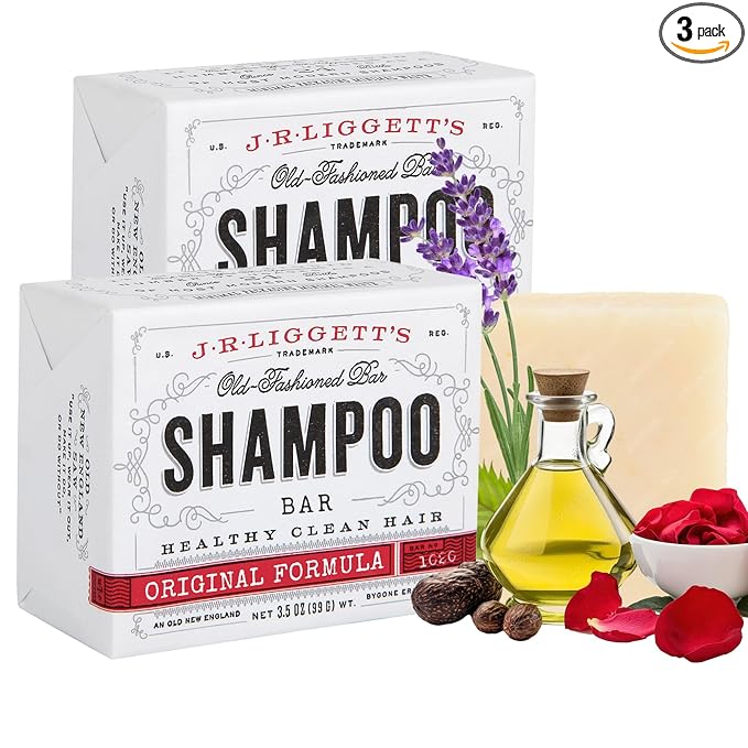 J.R.LIGGETT'S Shampoo Bar - Original Formula, All Natural Bar Shampoo for Hair with Coconut Oil & Castor Oil, Sulfate Free, GMO Free, Gentle Lather and Refreshing, 3.5 oz - 2 Pack