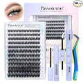 Pawotence Lash Clusters Kit Misha 10-18mm Cluster Lashes Extension Kit 144pcs Eyelash Clusters Wet Look Wispy Lashes Cluster Eyelash Extensions with Waterproof Lash Bond and Seal, Remover, Applicator