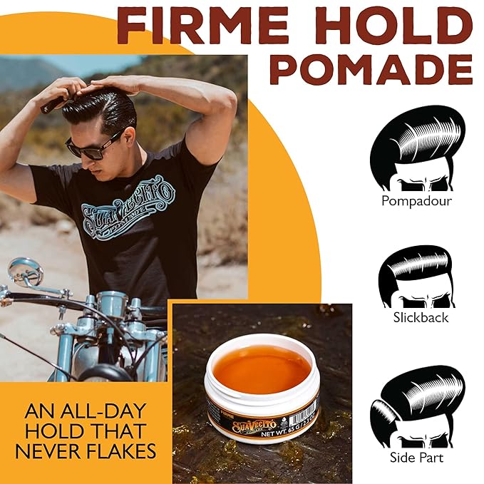 Suavecito Pomade Firme (Strong) Hold 2.3 oz, 1 Pack - Pomade For Men - Medium Shine Water Based Wax Like Flake Free Hair Gel - Easy To Wash Out - All Day Hold For All Hair Styles
