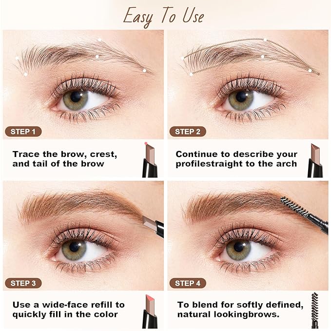 Eyebrow Pencil, Retractable Definer with Dual Brush, Ultra-Fine Tip for Precise Brow Makeup, Waterproof Gel Formula, Natural Hair-Like Strokes, Enhance Beauty (Tea Brown, Mini)