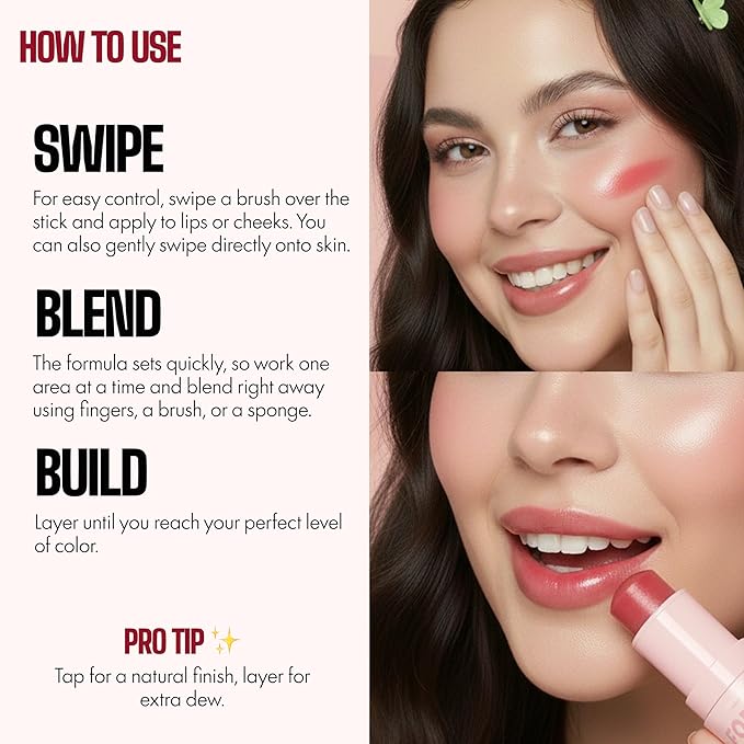 Jelly Cheek & Lip Tint Stick With Collagen – Dermatologist Tested, Anti Aging, Korean Skin Care – Dewy, Multi Use Glow, Soft Plumping Finish – Vegan Clean Beauty