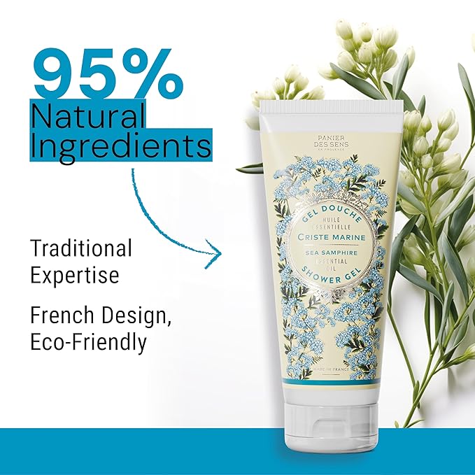Panier des Sens - Sea Samphire Moisturizing Body Wash for Women & Men - Gentle Shower Gel - 96% Natural - Normal, Sensitive Skin - Body Care Made in France, SLS Free, Vegan - 6.8 floz