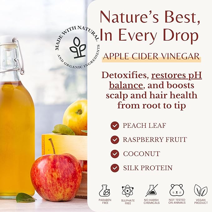 Edenika Botanicals Apple Cider Vinegar Shampoo and Conditioner Set, Deep Cleans, Clarifies, Detoxes Scalp & Hair, Balances pH, Botanical, Sulfate & Paraben Free, 16 fl oz Each