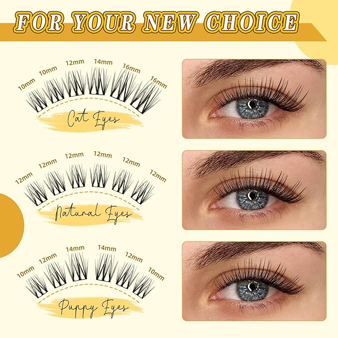 Eyelash Clusters 10-18mm Wispy Eyelash Clusters D Curl DIY Cluster Lash Extension Kit Individual Lashes Kit With Bond & Seal, Glue Remover, Tweezers(LF04 Lashes Only)