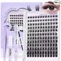Wispy Lash Clusters Kit 10-18mm D Curl Spikes Natural Lash Clusters 144pcs DIY Cluster Eyelash Extensions Individual Lashes Cluster Kit with Lash Bond & Seal Glue Remover Lash Tweezers(S1 Lash Kit)