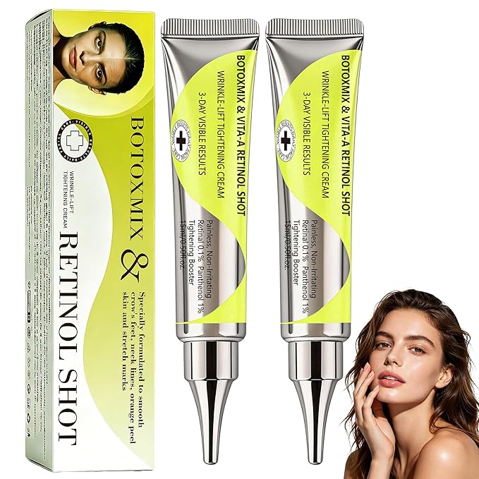 Botoxmix & Vita A Retinal Shot Tightening Booster | Wrinkle-Lift Tightening Cream, Collagen Lifting Serum, Retinoid for Anti-Aging, Pore Minimizer, Wrinkles & Fine Lines, Firmer Skin (15ml x 2 PCS)