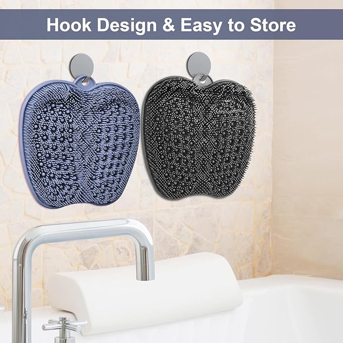 BESKAR Shower Foot Scrubber Mat with Non-Slip Suction Cups, Foot Spa Brush for Cleaning & Exfoliating Your Feet No Bend, Foot Points Reflexology Mat for Relax Your Feet