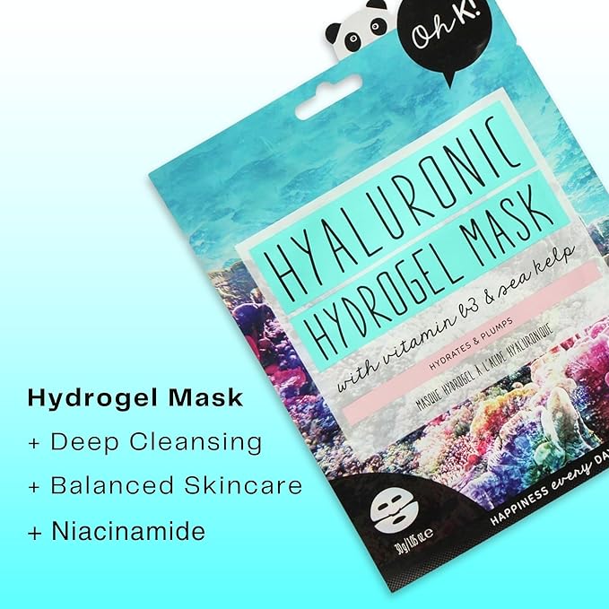 Oh K! Hydrogel Mask - Moisturizing Face Mask Sheet - Hydrating Face Sheets - Rich in Hyaluronic Acid, Niacinamide - Korean Skincare - 1 Pc (Pack of 3)