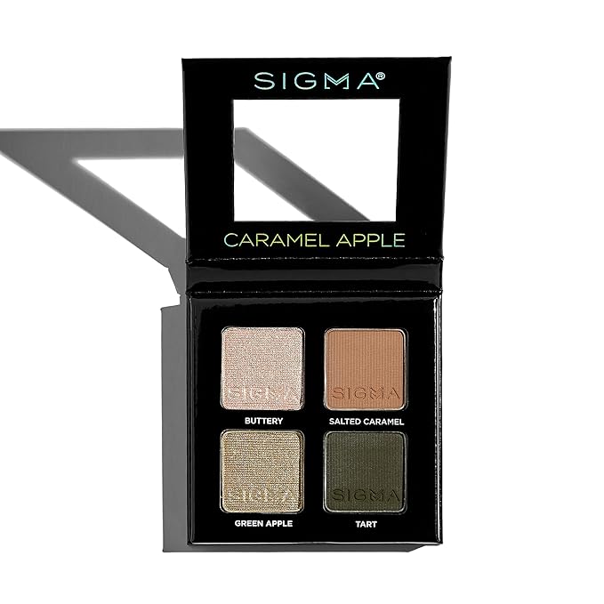 Sigma Beauty Caramel Apple Eyeshadow Quad — Makeup Eyeshadow Quad with a Buttery Soft Formula and Buildable, Blendable Shades for a Flawless Eye Look, Designed for All Day Wear