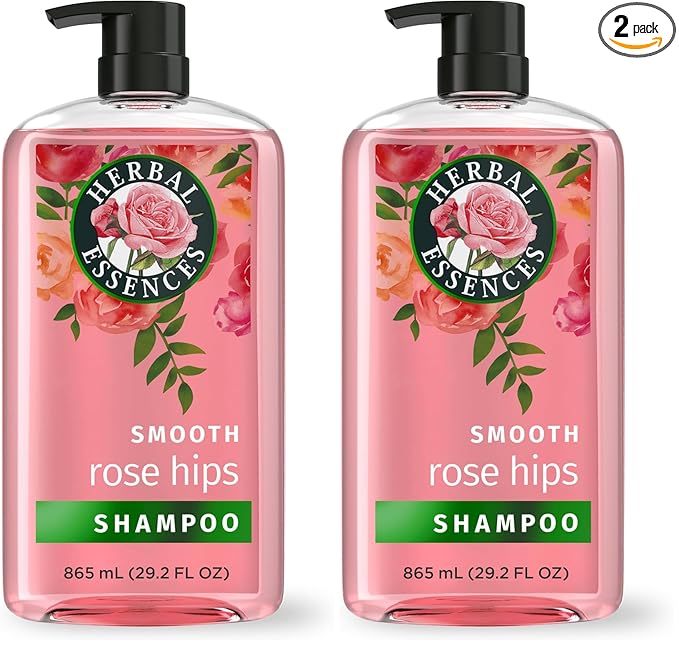 Herbal Essences Rose Hips Shampoo - Smooth, Shiny Hair with Vitamin E & Jojoba, Safe for Color Treated Hair, Floral Scent, Cruelty-Free, Dermatologist-Tested, 29.2 Fl Oz (Pack of 2)