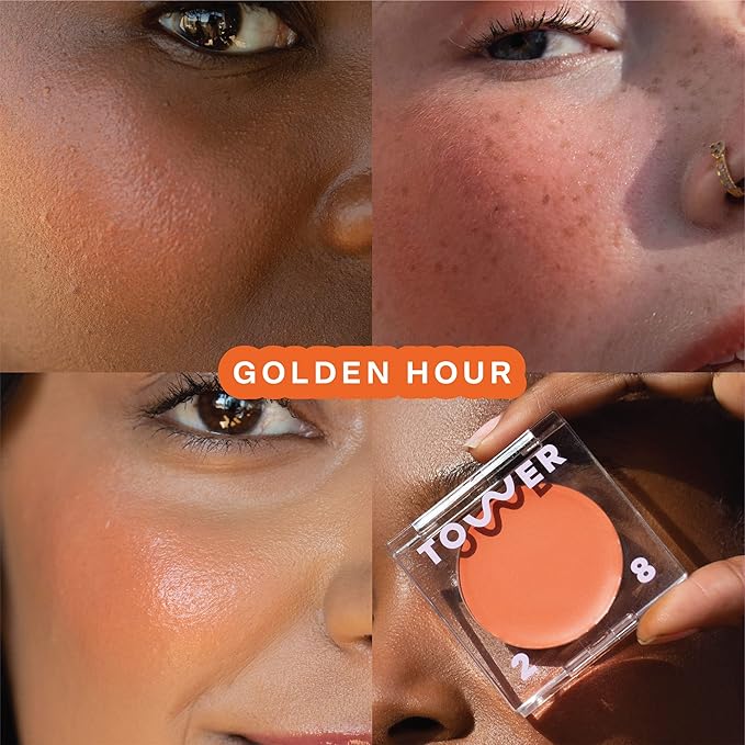 Tower 28 BeachPlease Cream Blush + Tinted Lip Balm - Multi-Use Lip Tint + Dewy Blush for Cheeks With Aloe Vera + Green Tea - Vegan, Non-Comedogenic Makeup for Sensitive Skin - Golden Hour (0.16 oz)