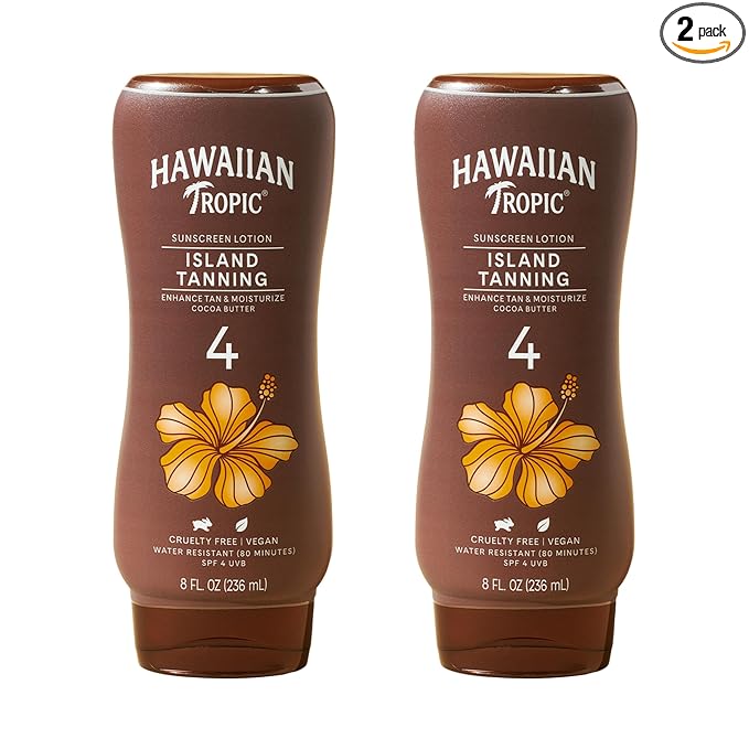 Hawaiian Tropic Island Tanning Lotion, SPF 4, Twin Pack