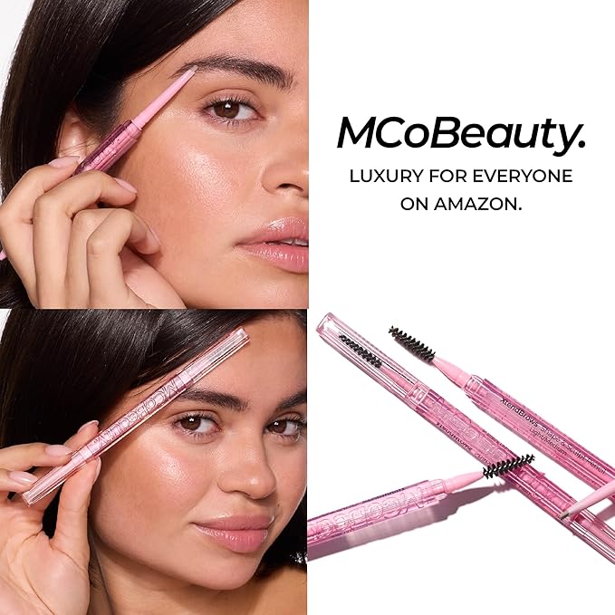 MCoBeauty XtendBrows Shape & Sculpt Brow Pencil - Light To Medium - Natural Look Eyebrow Filler Pen with Triangle Tip & Spoolie - Long-Wearing Definer for Fuller Natural Brows - Vegan & Cruelty Free
