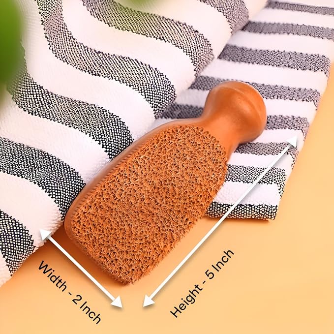 QUBA LINEN Pumice Stone for Feet – 2-Sided Terra Cotta Foot Scrubber, Natural Callus Remover for Dry Skin & Rough Heels, Cracked Heels – Pedicure Exfoliator for Feet Hands Body