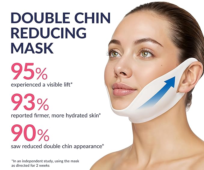Stylia V Line Lifting Collagen Mask - Lift, Firm & Contour Jawline - Tightening Double Chin Strap with Hyaluronic Acid & Aloe - Neck Tightening and Lifting Mask - Jawline Shaper Face Lift Tape (5PC)