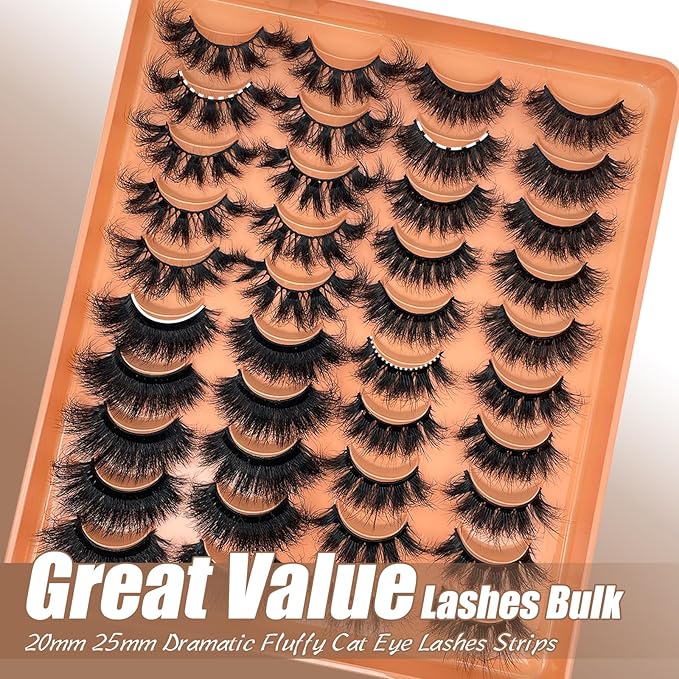 Mink Eyelashes Fluffy Full Long 20MM 25MM Strips Lashes Dramatic Volume Cat Eye Faux Mink Thick Eyelashes 4 Styles Mixed Fake Lashes Pack Bulk YH328