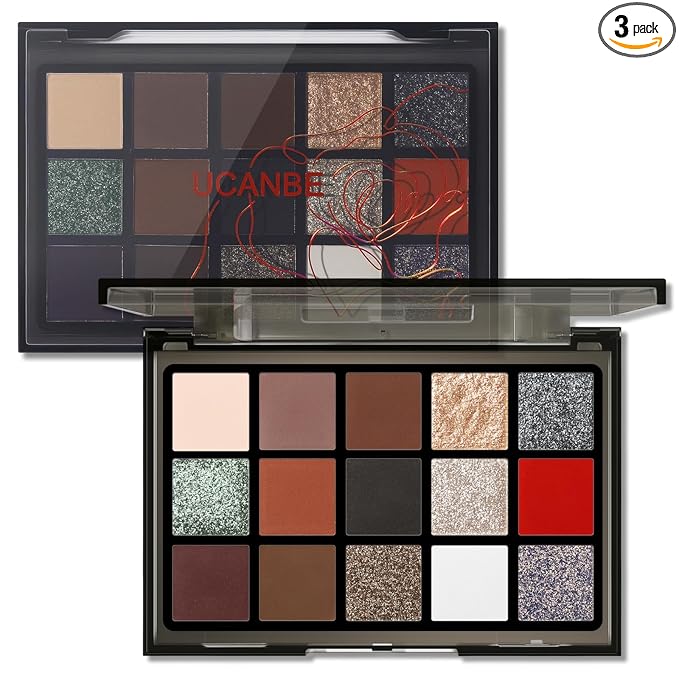 UCANBE 15 Colors Matte Shimmer Metallic Glitter Eyeshadow Palette – Highly Pigmented Blendable Powder, Neutral Warm, Smokey & Bold Shades Makeup Palette