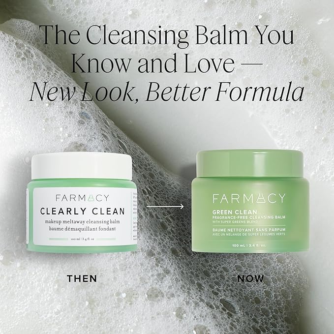 Farmacy Sensitive Skin Makeup Remover Cleansing Balm - Green Clean Waterproof Makeup Remover Balm + Oil Cleanser for Face - Melts Make Up + SPF - Hydrates + Softens Skin - Fragrance-Free (200ml)
