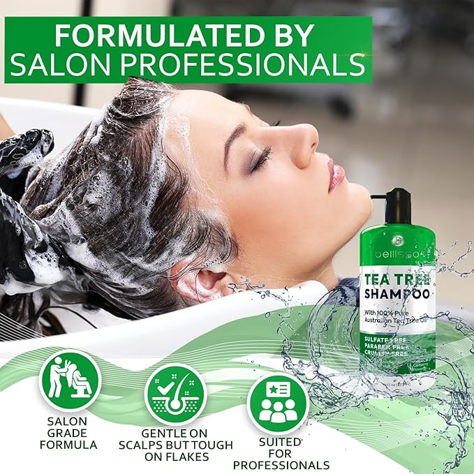 Tea Tree Oil Shampoo - Sulfate and Paraben Free with Collagen Keratin - Ideal for Women and Men with Oily Hair and Scalp Buildup - Anti Dandruff Treatment for Itchy, Dry Scalps – Salon Grade Products