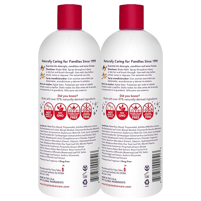 Fairy Tales Rosemary Repel Daily Kids Conditioning Spray REFILL– Kids Like the Smell, Lice Do Not, 32 fl oz. (Pack of 2)