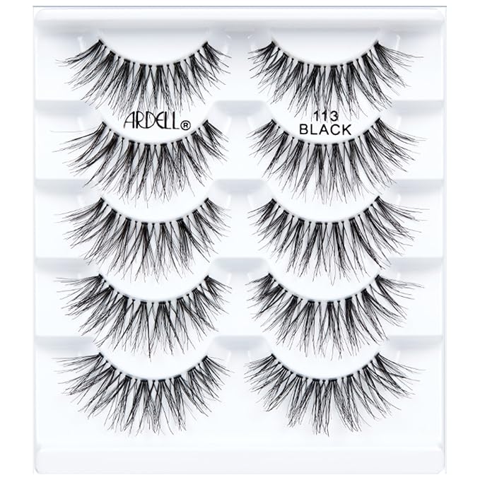 Ardell Wispies False Eyelashes 113 – Natural Wispy Strip Lashes, Lightweight & Seamless Invisiband for All-Day Wear, 6 Pairs, 1 Pack
