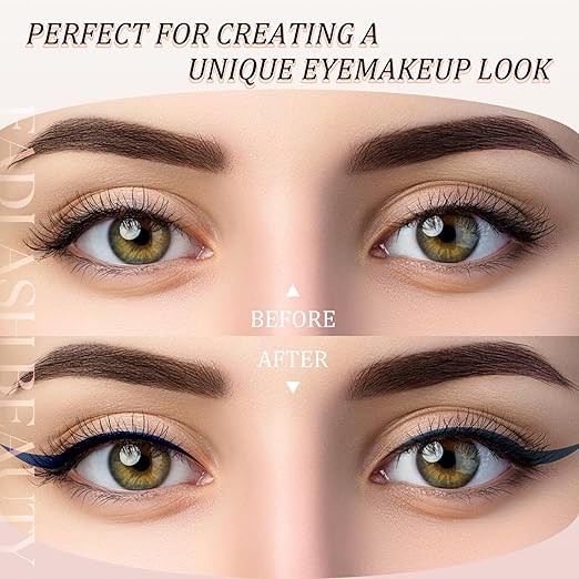 Eyeliner Liquid Eyeliner with Fine Brush for Smooth Application, Waterproof & Smudge-Proof Eye Liner, Long-Lasting Makeup, Highly Pigmented Blue Eyeliner Pencil, Cruelty-Free & Vegan, 0.6ml