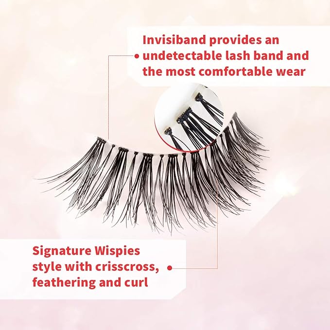 Ardell Wispies False Eyelashes 113 – Natural Wispy Strip Lashes, Lightweight & Seamless Invisiband for All-Day Wear, 6 Pairs, 1 Pack