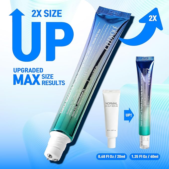 9-Peptide Hair Growth Scalp Care Serum 1.35 Oz(2X Size) - Rosemary 2% Caffeine 1% PDRN & Spicule 300 Roll-On Type | Thicker Fuller-looking Hair w/Niacinamide Zinc PCA | Thinning hair Korean Haircare