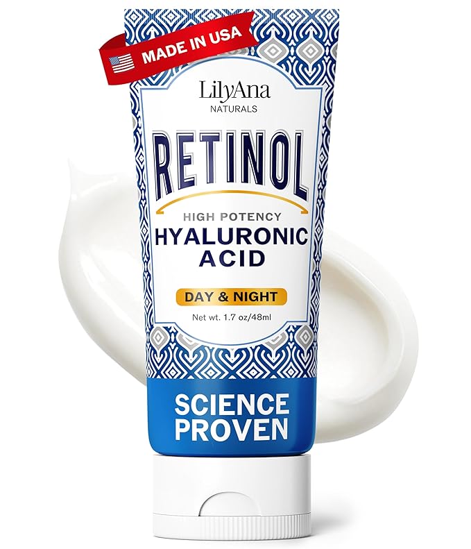 LilyAna Naturals Anti Aging Retinol Face Cream for Women – Wrinkle & Neck Cream for Firming, Retinol Moisturizer for Face with Hyaluronic Acid, Hydrating Night Cream for Fine Lines, Collagen Boost