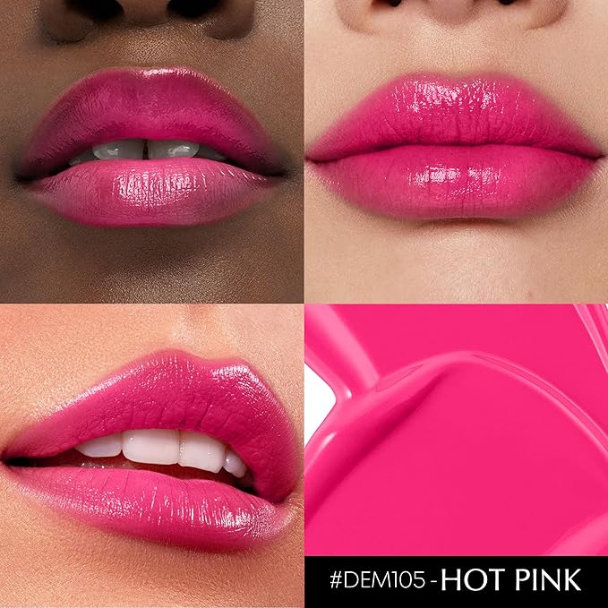 Depuplum Hot Pink Lipstick for Women Moisture Lip Gloss Tinted Lip Balm Sheer Lipsticks for Mother's Day Nourishing Hydrate Glossy Lipstick for Dry Lips,DM105 HotPink