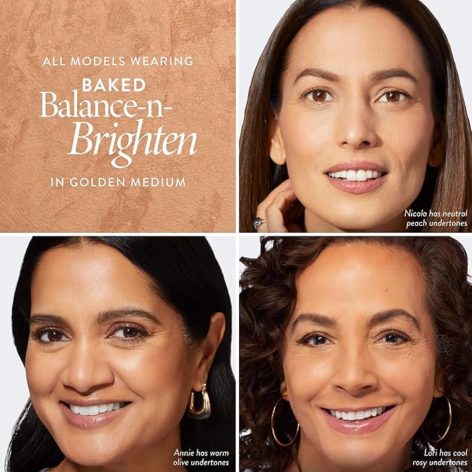 LAURA GELLER NEW YORK Award-Winning Baked Balance-n-Brighten Color Correcting Powder Foundation - Golden Medium - Buildable Light to Medium Coverage - Demi-Matte Natural Finish