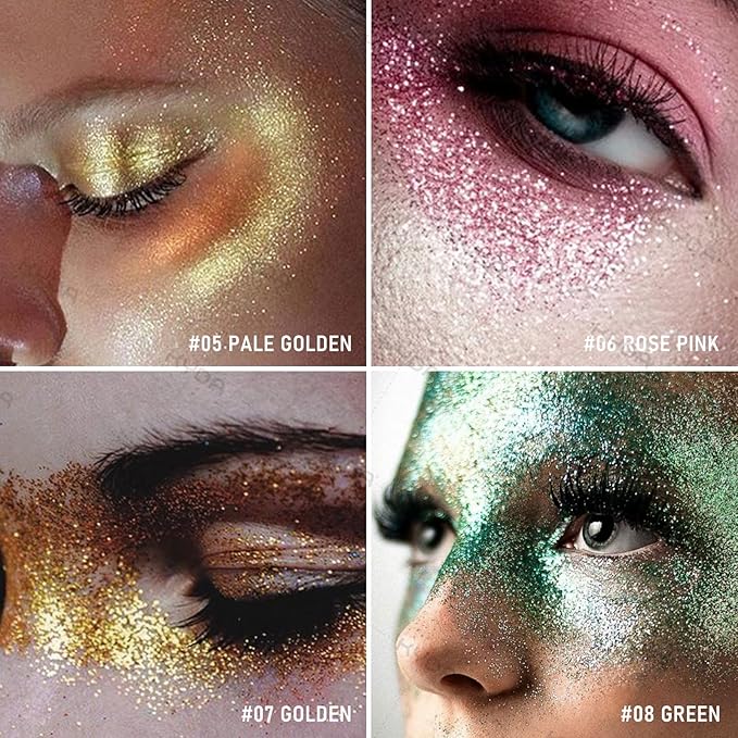 KYDA Glitter Powder Spray, Loose Shimmer Powder, Highlighter Spray Makeup for Face Body Hair, Lasting Glitter Hairspray, Cosmetic Sparkling Body Makeup, Apple Green