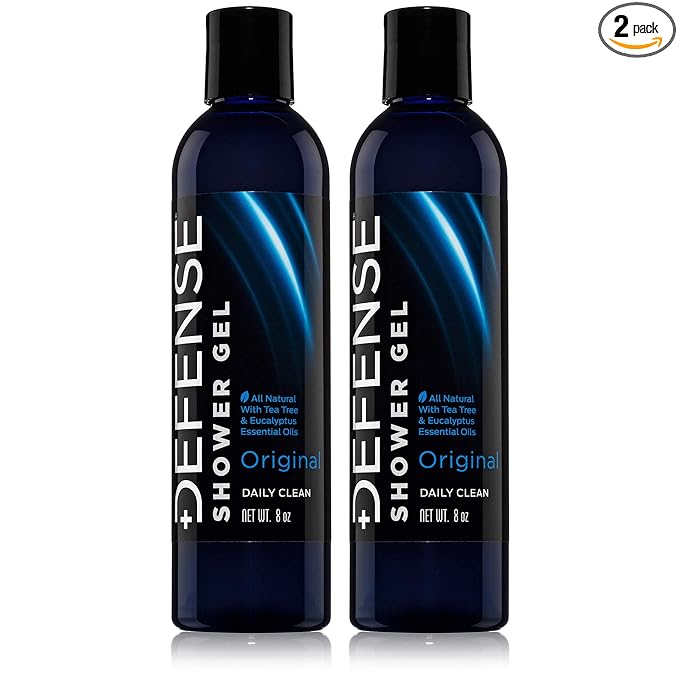 Defense Soap Tea Tree Body Wash | All Natural Organic Shower Soap for Athletes | Odor Control & Skin Fungal Protection for Sports, Post Workout & Recovery - 8 oz (Pack of 2)