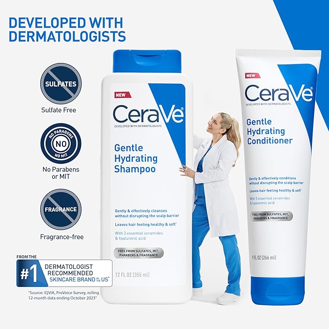 CeraVe Gentle Hydrating Conditioner, Hair Conditioner With Ceramides, Niacinamide & Hyaluronic Acid, Sulfate Free & Color Safe, Moisturizing Conditioner For All Hair & Scalp Types (Pack of 6)