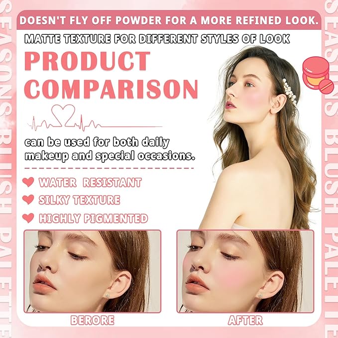 Blush Stick for Cheeks,Face Matte Contour Blush Makeup,Buildable Shimmer Facial Cheek Blusher Shades,Blendable Cosmetic Makeup 02