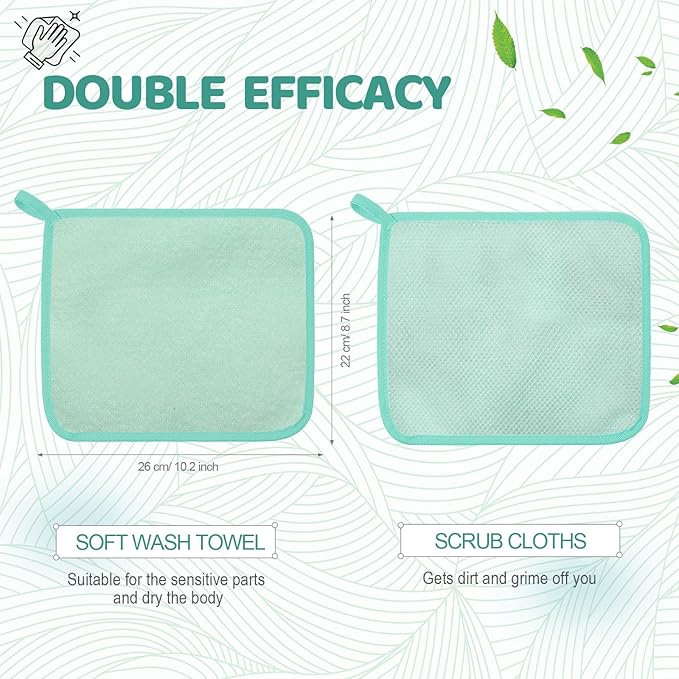 Tatuo 5 Pcs Exfoliating Face and Body Wash Cloths Towel Weave Bath Exfoliating Scrub Massage Bath Cloth for Women and Men, 10.23 x 8.66 Inch(Blue, Green, Yellow, Pink, Skin Tone)
