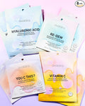 Avatara High-Key Glow 8-Pack Water-gel & Hydrogel Variety Sheet Mask Set, 2 Each: Hyaluronic Acid, Vitamin C, You C This?, Re-Dew | 0.71 fl. oz / 21 mL & 0.95 oz / 27 g