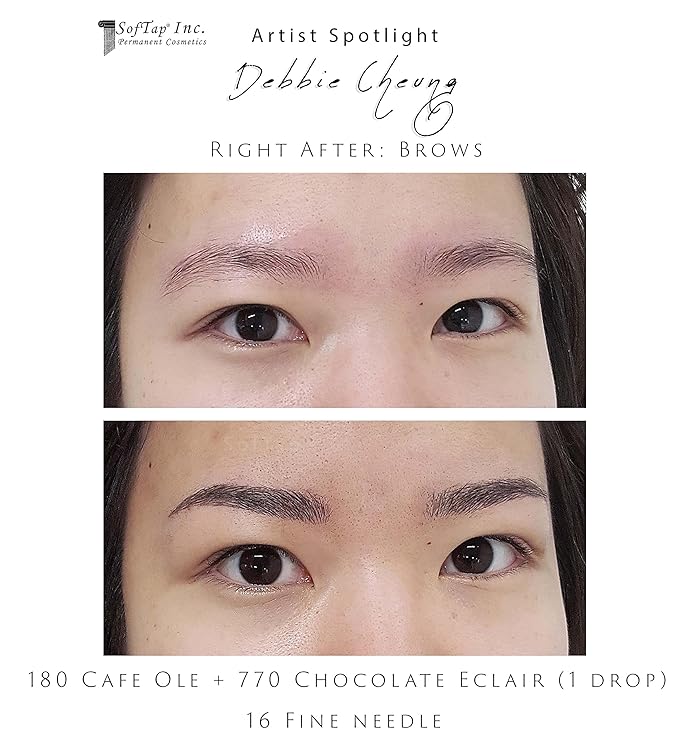 Microblading Ink for Eyebrows and Eyeliner Pigment by SofTap® | Dark Warm Brown PMU Pigment (Cafe Ole) for Nano Brows, Machine & Hand Method | Carbon-Free Inorganic Permanent Makeup Ink