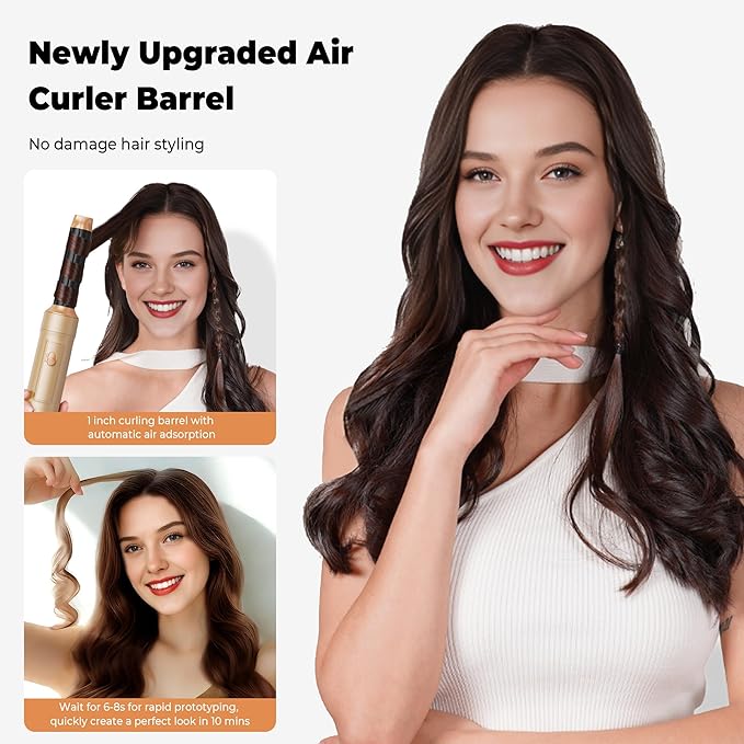 5 in ONE Blow Dryer Brush,Air Curling Iron Round Brush Blow Dryer 800W,Ionic Hair Dryer Brush for Women, Hot Air Brush Hair Styling Tools 100-120V