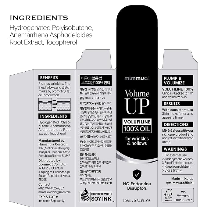 Volume UP Volufiline 100% Oil & Time Block Serum | Skin Volume Enhancer | 5% Volufiline + 40% Beta Glucan | Plumps Skin by Stimulating Fat Cells | Anti-Aging Topical Filler