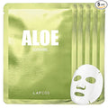 LAPCOS Aloe Sheet Mask - Soothing & Hydrating Face Masks with Aloe Vera, Panthenol & Centella - Restores Elasticity & Repairs Skin Barrier - Highly Breathable Sheet - Korean Skin Care (Pack of 5)