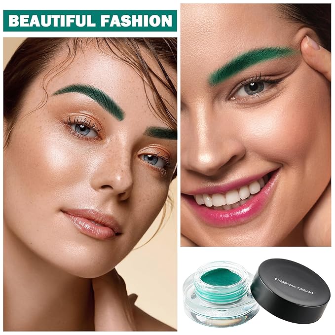 Eyebrow Pomade Cream,Brow Pomade Gel Naturally Long Lasting Waterproof,Delicate and Smooth Eye Brow Makeup Cosmetics with Eyebrow Brush - Green