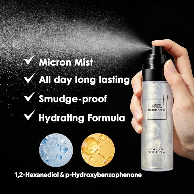 2PCS Makeup Setting Spray Set for Face, Weightless Long Lasting Waterproof Fixing Makeup Setting Face Spray, Smudge-proof, Hydrating & Refreshing Setting Spray Makeup for All Skin Type（H)