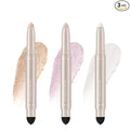 Noerrors 3Colors Glitter Eyeshadow Brightener Stick Set, Champagne&Pink&Pearl White Sparkle Cream Eyeliner&Eye Shadow Pencil with Brush, Waterproof Silky Smooth Shimmer Metallic Eye Highlighter Makeup