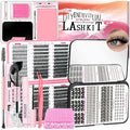 QUKLOGEN DIY Eyelash Extensions Kit with Spike Lash Cluster 802Pcs D Curl Wispy Individual Lashes Kit with Lash Bond and Seal,Quick Glue Remover Tweezers Eyelash Brush Mini Applicator