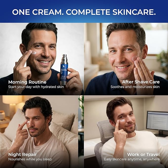 Uttse 6-in-1 Mens Face Moisturizer: Face Cream for Men - Reduce the Look of Eye Bags, Dark Circles, and Puffiness - Skin Care for Men - Made in Korea