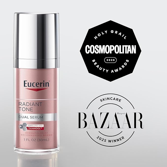 Eucerin Radiant Tone Dual Serum Dark Spot Corrector, Dark Spot Serum with Thiamidol and Hyaluronic Acid, 1 Fl Oz Bottle