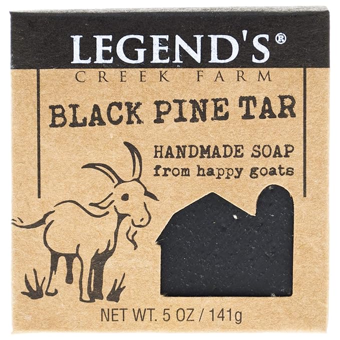 Legend's Creek Farm Goat Milk Soap - Cleansing Moisturizing Bar for Hands and Body - 5 Oz Creamy Lather, Nourishing, Gentle Natural Soap for Sensitive Skin (Black Pine Tar, Pack of 1)