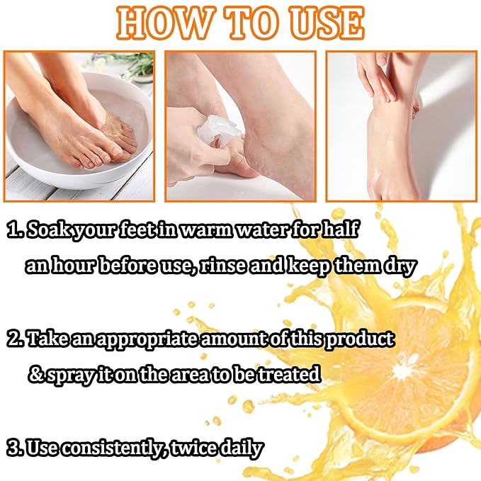 Foot Peeling Spray,100ML Instant Exfoliating Peel Spray for Remove Dead Skin Exfoliator,Hydrating Refreshing Foot Peel Spray（Orange）